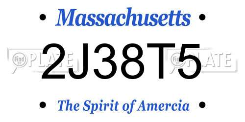 2J38T5 Massachusetts License Plate