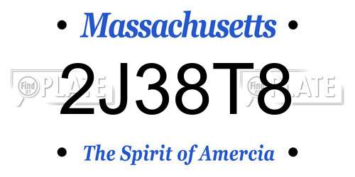 2J38T8 Massachusetts License Plate