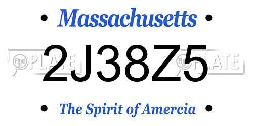 2J38Z5 Massachusetts License Plate