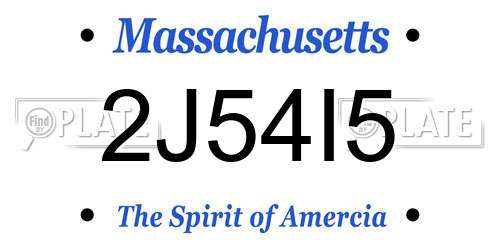 2J54I5 Massachusetts License Plate