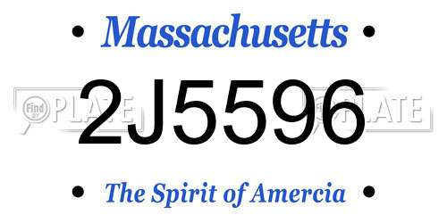 2J5596 Massachusetts License Plate