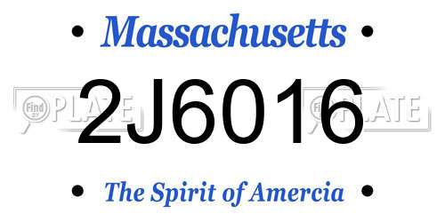 2J6016 Massachusetts License Plate