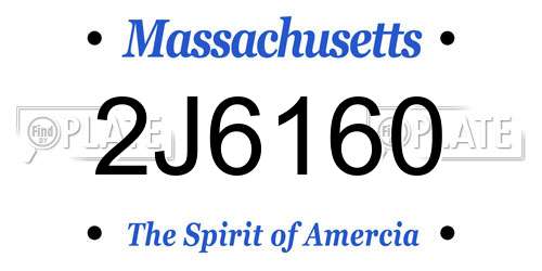 2J6160 Massachusetts License Plate
