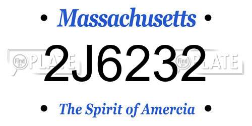 2J6232 Massachusetts License Plate