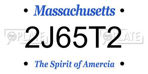 2J65T2 Massachusetts License Plate