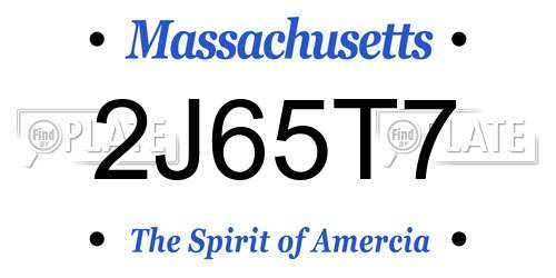 2J65T7 Massachusetts License Plate