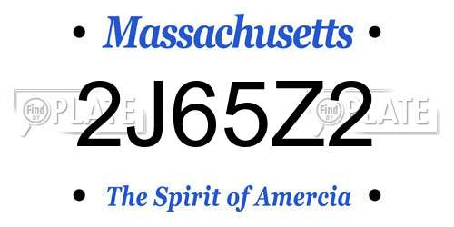 2J65Z2 Massachusetts License Plate