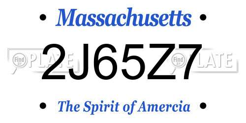 2J65Z7 Massachusetts License Plate