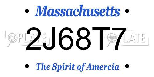 2J68T7 Massachusetts License Plate