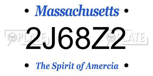 2J68Z2 Massachusetts License Plate