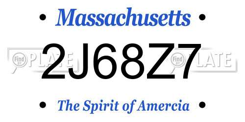 2J68Z7 Massachusetts License Plate