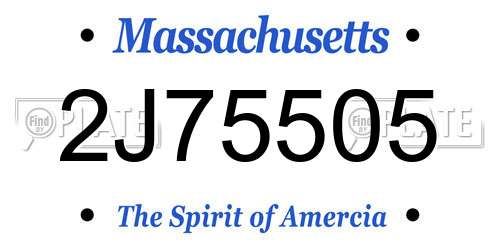 2J75505 Massachusetts License Plate
