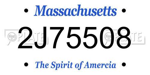 2J75508 Massachusetts License Plate