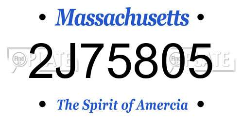 2J75805 Massachusetts License Plate