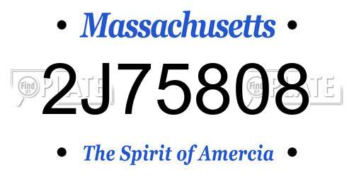 2J75808 Massachusetts License Plate