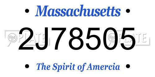 2J78505 Massachusetts License Plate