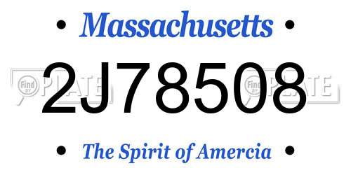 2J78508 Massachusetts License Plate