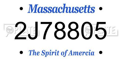 2J78805 Massachusetts License Plate