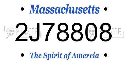 2J78808 Massachusetts License Plate