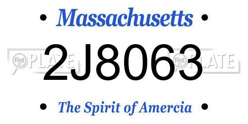 2J8063 Massachusetts License Plate