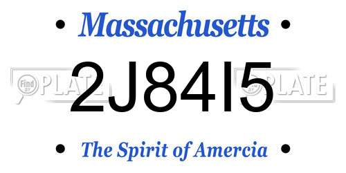 2J84I5 Massachusetts License Plate