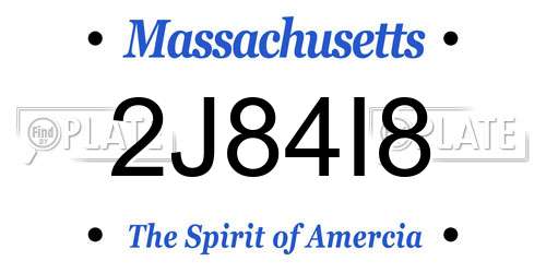 2J84I8 Massachusetts License Plate
