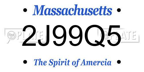 2J99Q5 Massachusetts License Plate