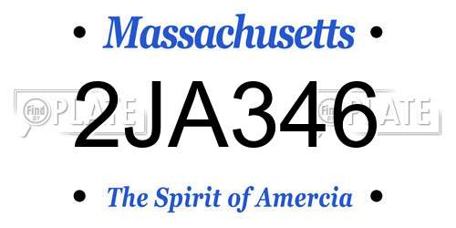 2JA346 Massachusetts License Plate