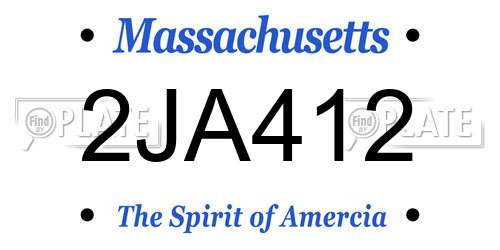 2JA412 Massachusetts License Plate