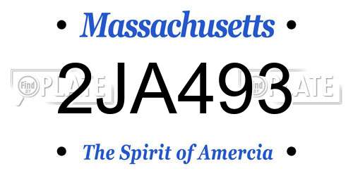 2JA493 Massachusetts License Plate