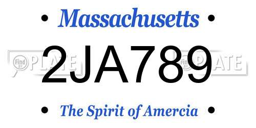 2JA789 Massachusetts License Plate