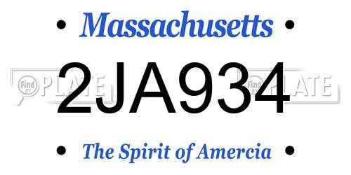 2JA934 Massachusetts License Plate