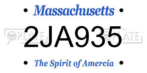 2JA935 Massachusetts License Plate
