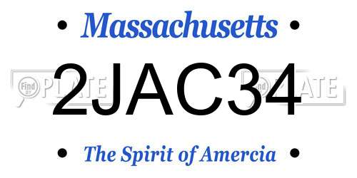 2JAC34 Massachusetts License Plate