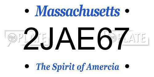 2JAE67 Massachusetts License Plate