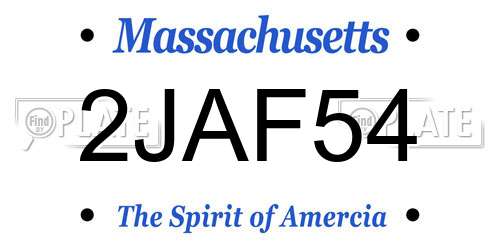 2JAF54 Massachusetts License Plate