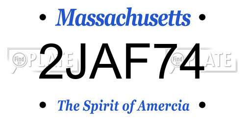 2JAF74 Massachusetts License Plate