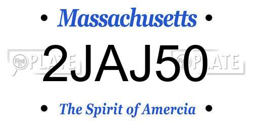 2JAJ50 Massachusetts License Plate