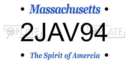 2JAV94 Massachusetts License Plate