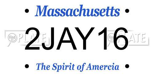 2JAY16 Massachusetts License Plate