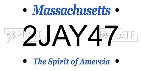 2JAY47 Massachusetts License Plate