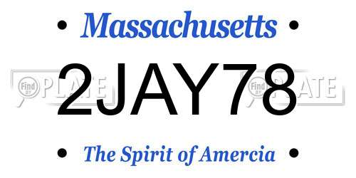 2JAY78 Massachusetts License Plate