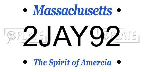 2JAY92 Massachusetts License Plate