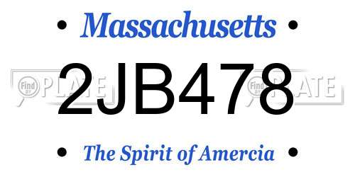2JB478 Massachusetts License Plate