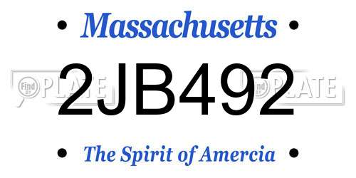 2JB492 Massachusetts License Plate