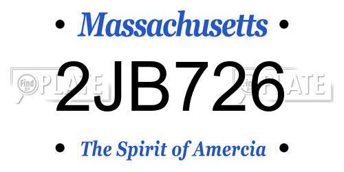 2JB726 Massachusetts License Plate