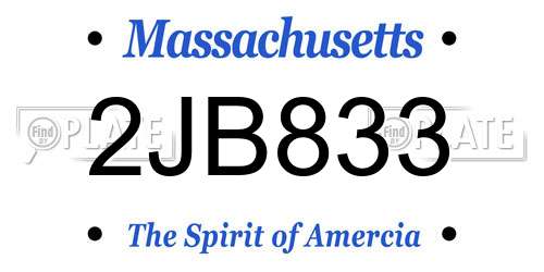 2JB833 Massachusetts License Plate
