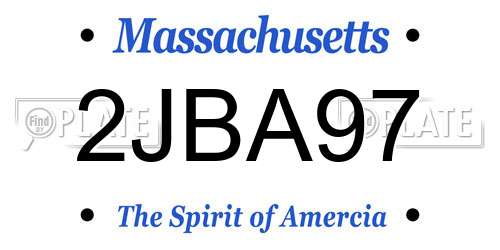 2JBA97 Massachusetts License Plate