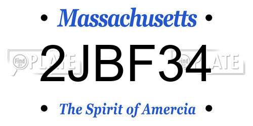 2JBF34 Massachusetts License Plate