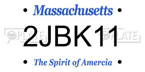 2JBK11 Massachusetts License Plate